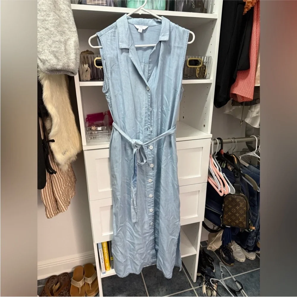 Time and Tru Light Blue Sleeveless button up Maxi Dress 4-6 - Picture 1 of 1